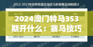 2024澳門特馬353期開什么:賽馬技巧與投注指南