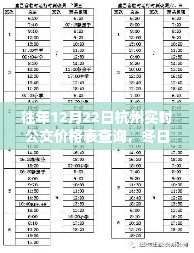 杭州冬日公交奇遇，實時公交價格表背后的暖心故事與歷年查詢匯總