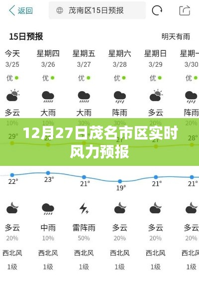 茂名市區(qū)實(shí)時(shí)風(fēng)力預(yù)報(bào)(12月27日)