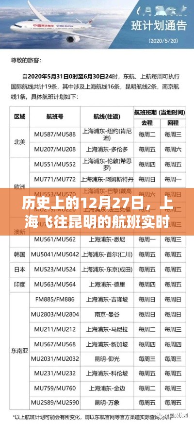 歷史上的航班動(dòng)態(tài),上海飛往昆明航班實(shí)時(shí)查詢