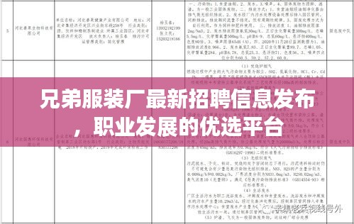兄弟服裝廠最新招聘信息發布,職業發展的優選平臺