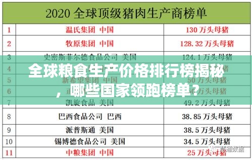 全球糧食生產(chǎn)價格排行榜揭秘，哪些國家領(lǐng)跑榜單？