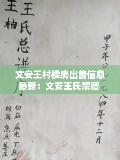 文安王村樓房出售信息最新:文安王氏宗譜