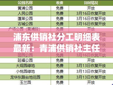 浦東供銷社分工明細表最新:青浦供銷社主任