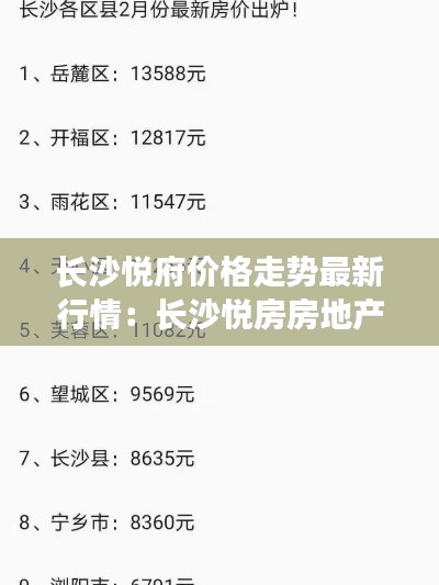 長沙悅府價格走勢最新行情:長沙悅房房地產代理有限公司