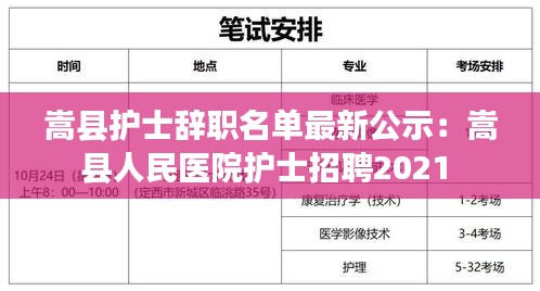 嵩縣護士辭職名單最新公示:嵩縣人民醫院護士招聘2021