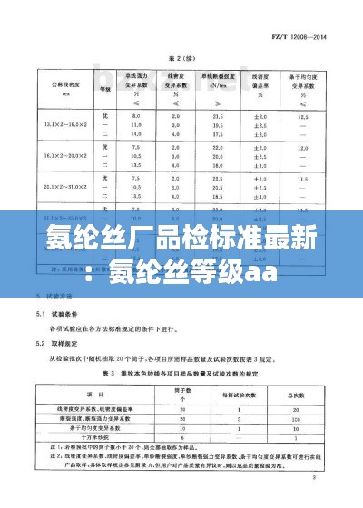 氨綸絲廠品檢標(biāo)準(zhǔn)最新:氨綸絲等級aa