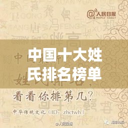 中國十大姓氏排名榜單揭曉