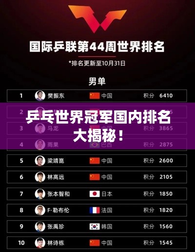 乒乓世界冠軍國內排名大揭秘！