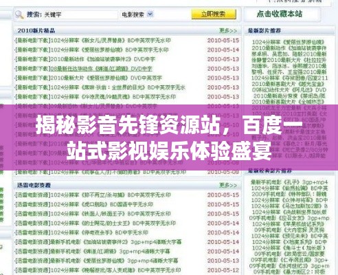 揭秘影音先鋒資源站，百度一站式影視娛樂體驗盛宴