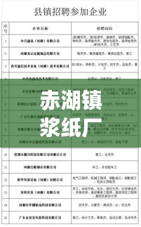 赤湖鎮漿紙廠招聘啟事,最新職位空缺與薪酬待遇揭秘
