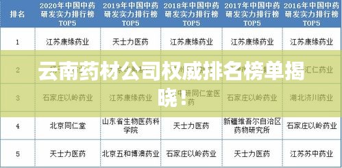 云南藥材公司權(quán)威排名榜單揭曉！