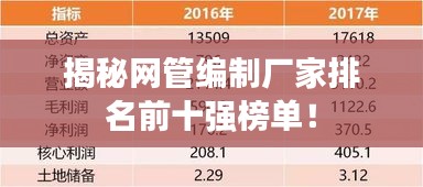 揭秘網(wǎng)管編制廠家排名前十強(qiáng)榜單!