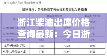 浙江柴油出庫價(jià)格查詢最新:今日浙江柴油價(jià)格多少錢一升