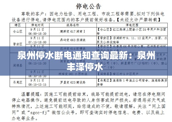 泉州停水?dāng)嚯娡ㄖ樵冏钚拢喝葚S澤停水