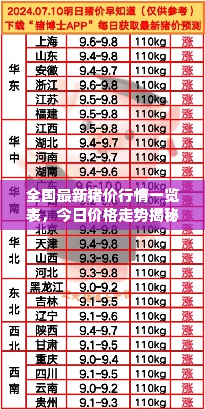 全國最新豬價行情一覽表,今日價格走勢揭秘!