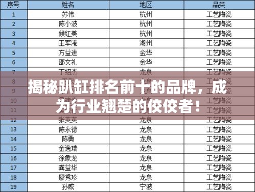 揭秘趴缸排名前十的品牌,成為行業(yè)翹楚的佼佼者!