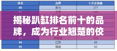揭秘趴缸排名前十的品牌,成為行業翹楚的佼佼者!