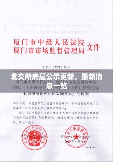 北交所房屋公示更新,最新消息一覽