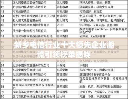 新鄉電信行業十大領先企業潮流引領榜單揭曉
