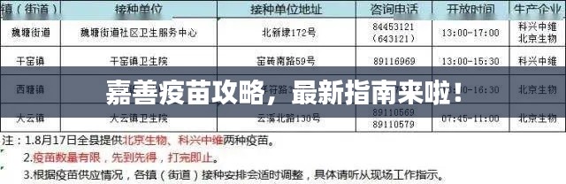 嘉善疫苗攻略,最新指南來啦!