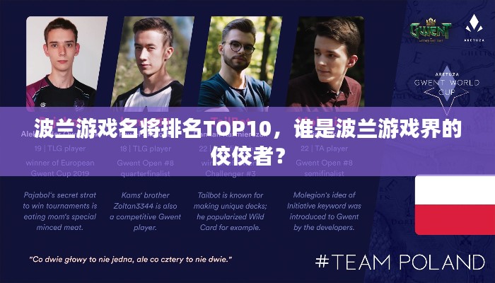 波蘭游戲名將排名TOP10,誰是波蘭游戲界的佼佼者?