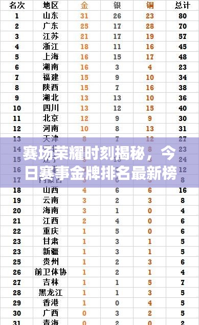 賽場(chǎng)榮耀時(shí)刻揭秘,今日賽事金牌排名最新榜單!