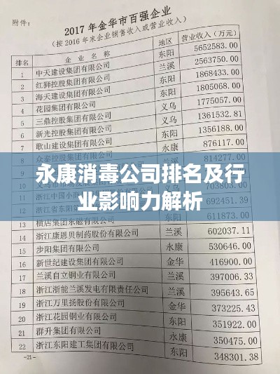 永康消毒公司排名及行業影響力解析