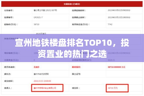 宣州地鐵樓盤排名TOP10,投資置業(yè)的熱門之選