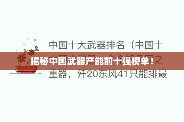 揭秘中國武器產(chǎn)能前十強(qiáng)榜單!