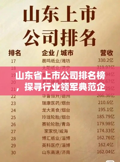 山東省上市公司排名榜,探尋行業領軍典范企業!