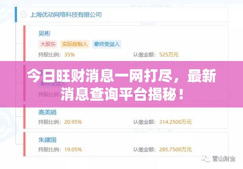 今日旺財(cái)消息一網(wǎng)打盡,最新消息查詢平臺揭秘!