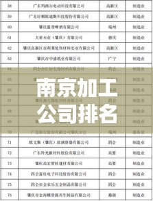 南京加工公司排名揭曉,影響力與實(shí)力并存的企業(yè)榜單