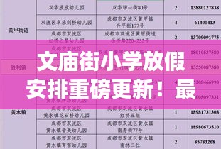 文廟街小學放假安排重磅更新!最新消息一覽