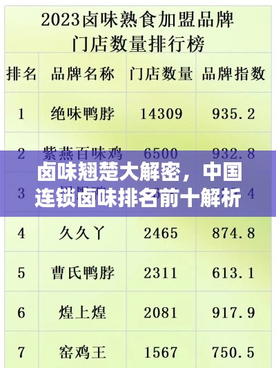 鹵味翹楚大解密，中國連鎖鹵味排名前十解析