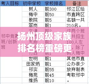 揚州頂級家族排名榜重磅更新!