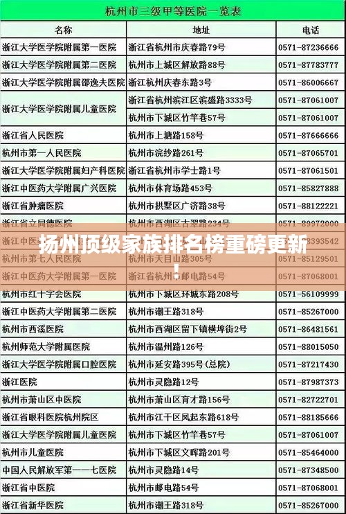 揚州頂級家族排名榜重磅更新!