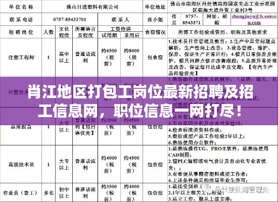 肖江地區(qū)打包工崗位最新招聘及招工信息網(wǎng),職位信息一網(wǎng)打盡!