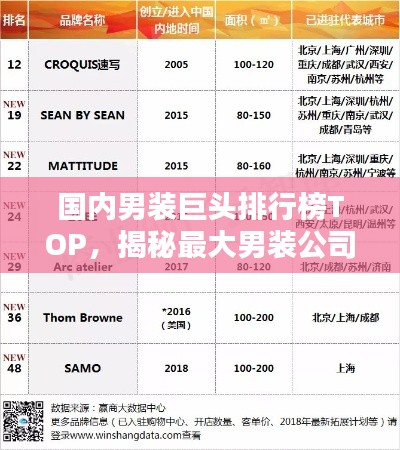 國內男裝巨頭排行榜TOP,揭秘最大男裝公司的排名!