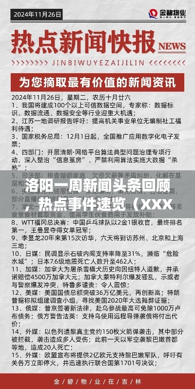 洛陽一周新聞頭條回顧,熱點事件速覽(XXXX年XX月)