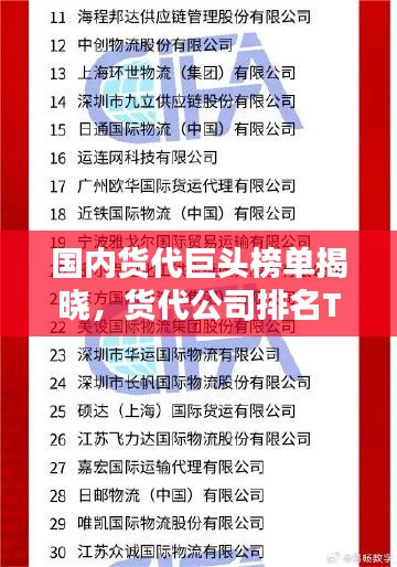 國內貨代巨頭榜單揭曉,貨代公司排名TOP榜,權威榜單一網打盡!