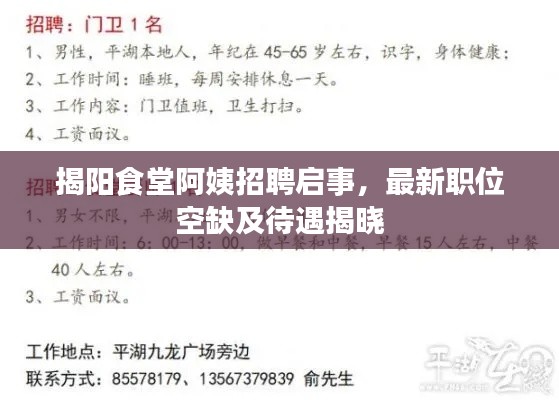 揭陽食堂阿姨招聘啟事,最新職位空缺及待遇揭曉