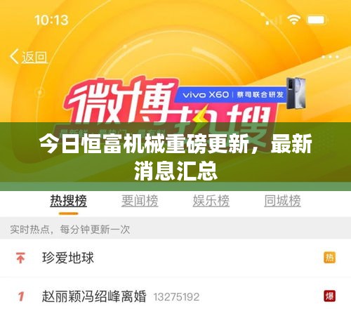 今日恒富機械重磅更新,最新消息匯總