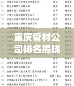 重慶管材公司排名揭曉,優質企業榜單不容錯過!