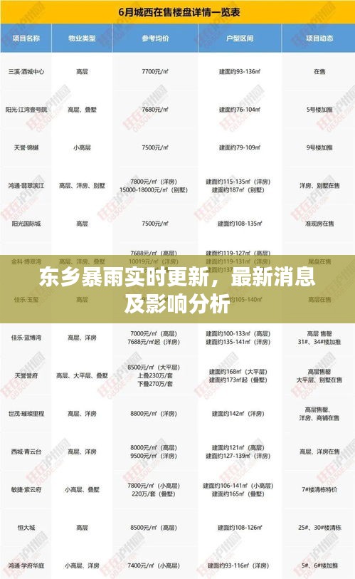 東鄉暴雨實時更新,最新消息及影響分析