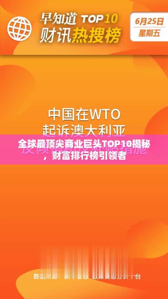 全球最頂尖商業巨頭TOP10揭秘,財富排行榜引領者