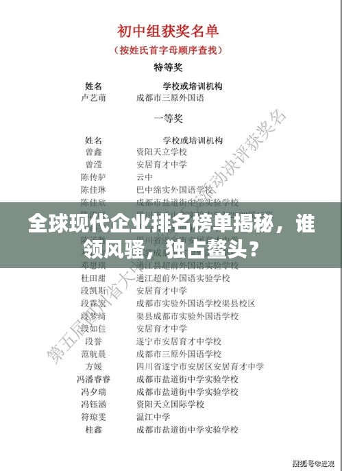 全球現代企業排名榜單揭秘,誰領風騷,獨占鰲頭?