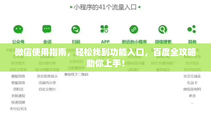 微信使用指南,輕松找到功能入口,百度全攻略助你上手!