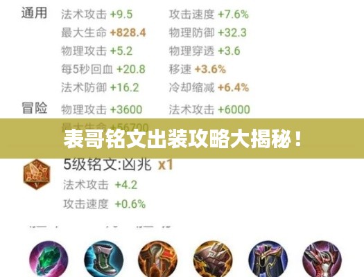 表哥銘文出裝攻略大揭秘！