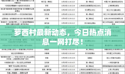 蘿西村最新動態,今日熱點消息一網打盡!